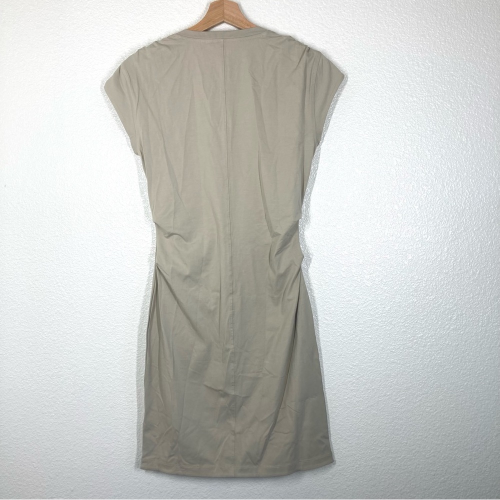 ATHLETA Effortless Tee Dress Small Stretch Anti-odor Beige Midi NWT Cotton - Picture 4 of 16